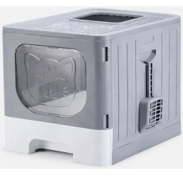 Κλειστή Λεκάνη - Τουαλέτα Γάτας Mr Stinky Foldable Litter Box 49x39,2x38,3cm Γκρι