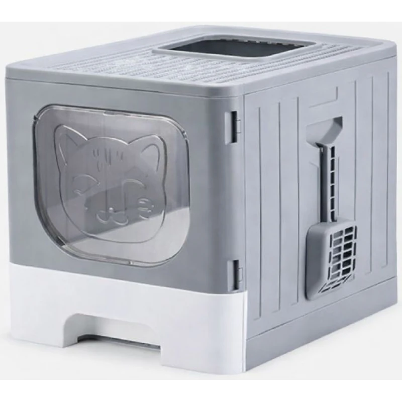 Κλειστή Λεκάνη - Τουαλέτα Γάτας Mr Stinky Foldable Litter Box 49x39,2x38,3cm Γκρι Γάτες