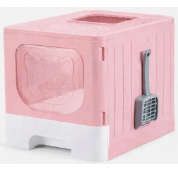 Κλειστή Λεκάνη - Τουαλέτα Γάτας Mr Stinky Foldable Litter Box 49x39,2x38,3cm Ροζ