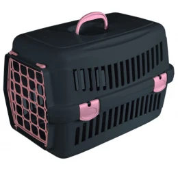 Κλουβί Μεταφοράς Σκύλου ή Γάτας Felix Mix 48x32,5x32,5cm Μαύρο-Ροζ (Πλαστική Πόρτα)