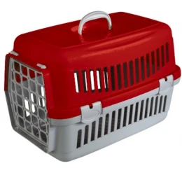 Κλουβί Μεταφοράς Σκύλου ή Γάτας Felix V 48x32,5x32,5cm Κόκκινο - Γκρι (Πλαστική Πόρτα)