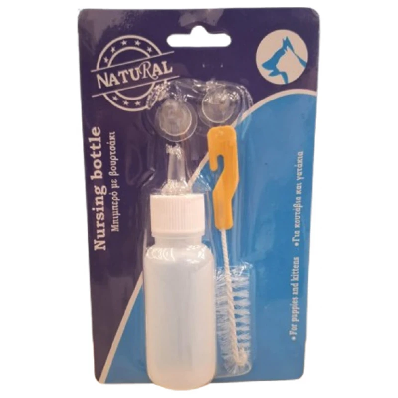 Μπιμπερό με βουρτσάκι Natural 50ml ΣΚΥΛΟΙ