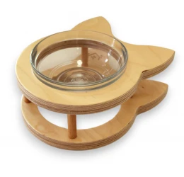 Μπολ Γάτας Matzik Pets Cat Face σε Ξύλινη Βάση 300ml Μπολ Γάτας Matzik Pets Cat Face σε Ξύλινη Βάση 300ml