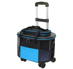 Τρόλλει Βαλιτσάκι Μεταφοράς Σκύλου ή Γάτας Denik με Δίχτυ Μπλε 45x30x33cm