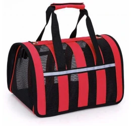 Τσάντα Μεταφοράς Ταξιδιού Σκύλου ή Γάτας με Δίχτυ Κόκκινη 50x28x27cm Τσάντα Μεταφοράς Ταξιδιού Σκύλου ή Γάτας με Δίχτυ Κόκκινη 50x28x27cm