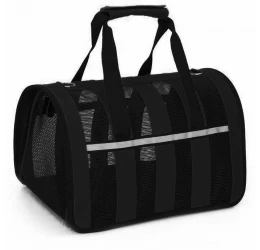 Τσάντα Μεταφοράς Ταξιδιού Denik Σκύλου ή Γάτας με Δίχτυ Μαύρη 50x28x27cm