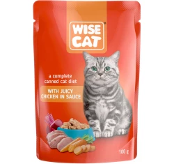 Υγρή Τροφή Γάτας Wise με Κοτόπουλο σε Σάλτσα 100gr