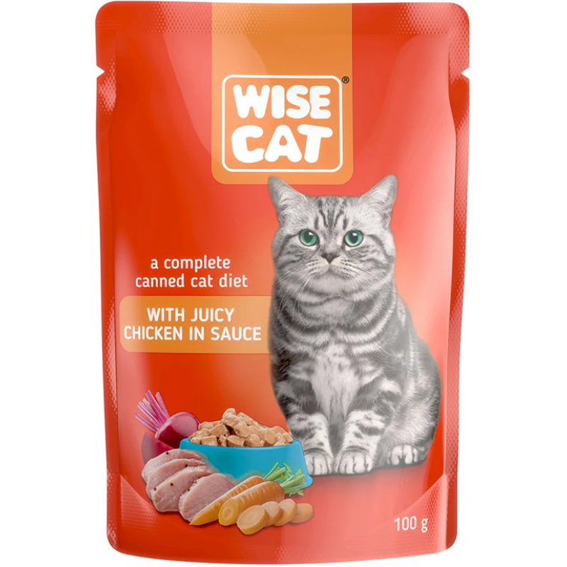 Υγρή Τροφή Γάτας Wise με Κοτόπουλο σε Σάλτσα 100gr Γάτες