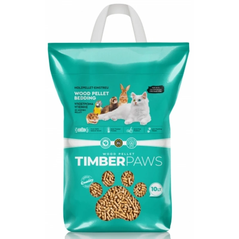 Υπόστρωμα, Πέλλετ Γάτας και Μικρών Ζώων TimberPaws 10lt (5,5kg) ΓΑΤΕΣ