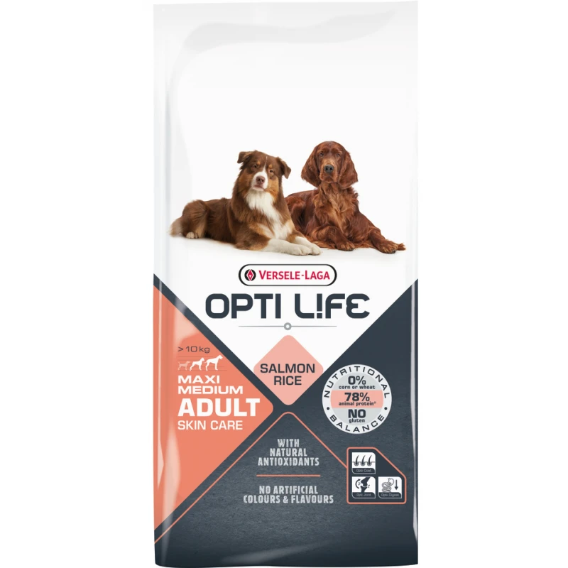 OPTI LIFE SKINCARE ΣΟΛΟΜΟΣ Medium & Maxi 12.5kg ΞΗΡΑ ΤΡΟΦΗ ΣΚΥΛΟΥ