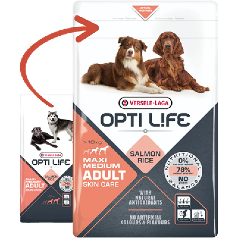 OPTI LIFE SKINCARE ΣΟΛΟΜΟΣ Medium & Maxi 12.5kg ΞΗΡΑ ΤΡΟΦΗ ΣΚΥΛΟΥ