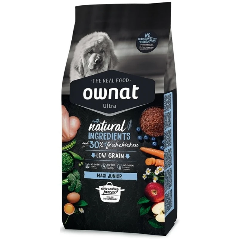 Ownat Ultra Low Grain Maxi Junior 14kg (12kg + 2kg Δώρο) ΞΗΡΑ ΤΡΟΦΗ ΣΚΥΛΟΥ