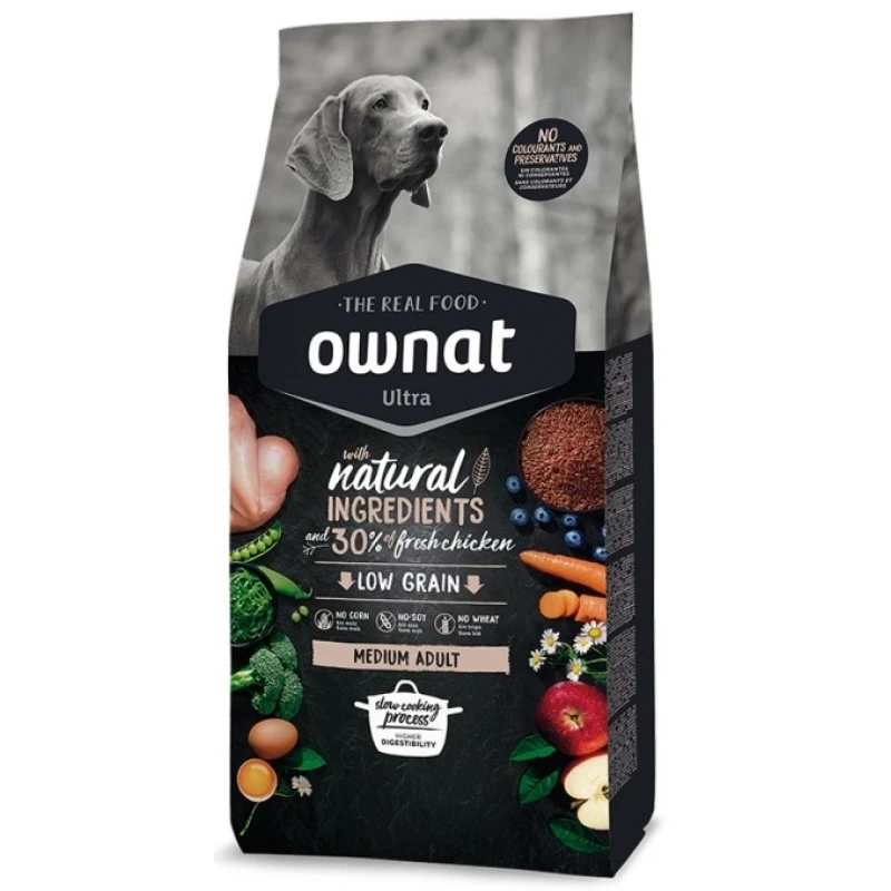 Ownat Ultra Low Grain Medium Adult Κοτόπουλο 14kg (12kg + 2kg Δώρο) ΞΗΡΑ ΤΡΟΦΗ ΣΚΥΛΟΥ