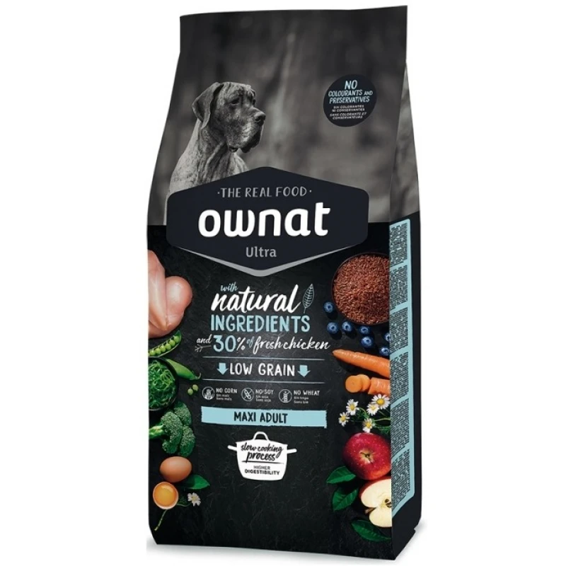 Ownat Ultra Low Grain Maxi Adult Κοτόπουλο 14kg (12kg + 2kg Δώρο) ΞΗΡΑ ΤΡΟΦΗ ΣΚΥΛΟΥ