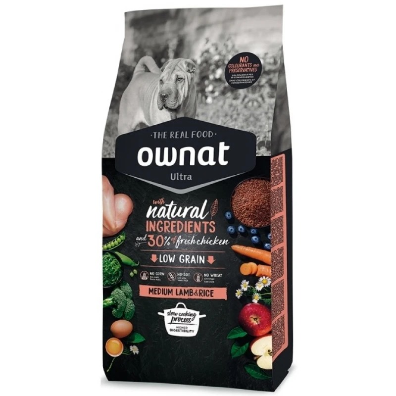 Ownat Ultra Low Grain Medium Adult Αρνί και Ρύζι 14kg ΞΗΡΑ ΤΡΟΦΗ ΣΚΥΛΟΥ