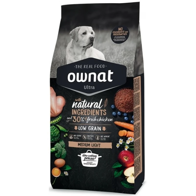 Ownat Ultra Low Grain Medium Adult Light 14kg ΞΗΡΑ ΤΡΟΦΗ ΣΚΥΛΟΥ