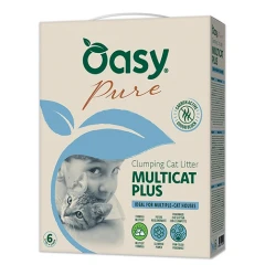 Συγκολλητική Άμμος Γάτας Oasy Pure Multicat με Ενεργό Άνθρακα για Πολλές Γάτες 10lt