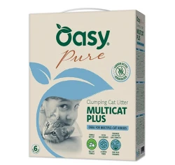 Συγκολλητική Άμμος Γάτας Oasy Pure Multicat με Ενεργό Άνθρακα για Πολλές Γάτες 10lt