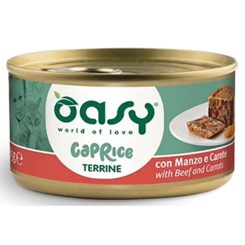 Υγρή Τροφή Γάτας Oasy Caprice Τερίνα με Βοδινό & Καρότο 85gr Γάτες