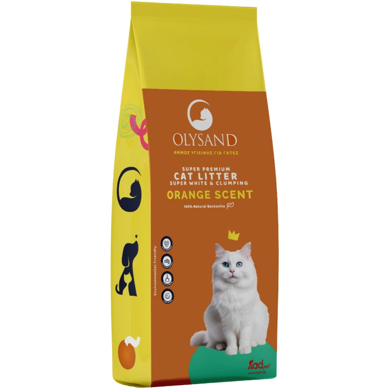 Άμμος Γάτας Olysand Από Λευκό Μπετονίτη 10L (8,5kg) Πορτοκάλι Γάτες