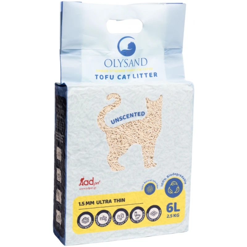 Άμμος - Πέλλετ Γάτας Olysand Tofu Clumping Φυσική 12lt (2x6lt) Γάτες
