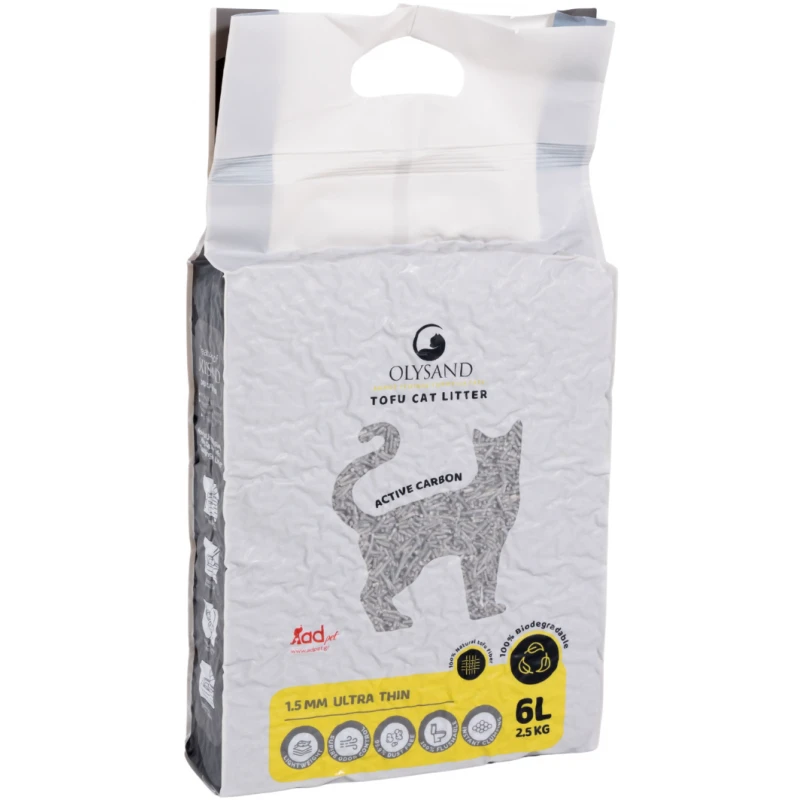 Άμμος - Πέλλετ Γάτας Olysand Tofu Clumping με Ενεργό Άνθρακα 12lt (2x6lt) Γάτες