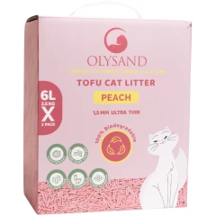 Άμμος - Πέλλετ Γάτας Olysand Tofu Clumping Peach 12lt (2x6lt)