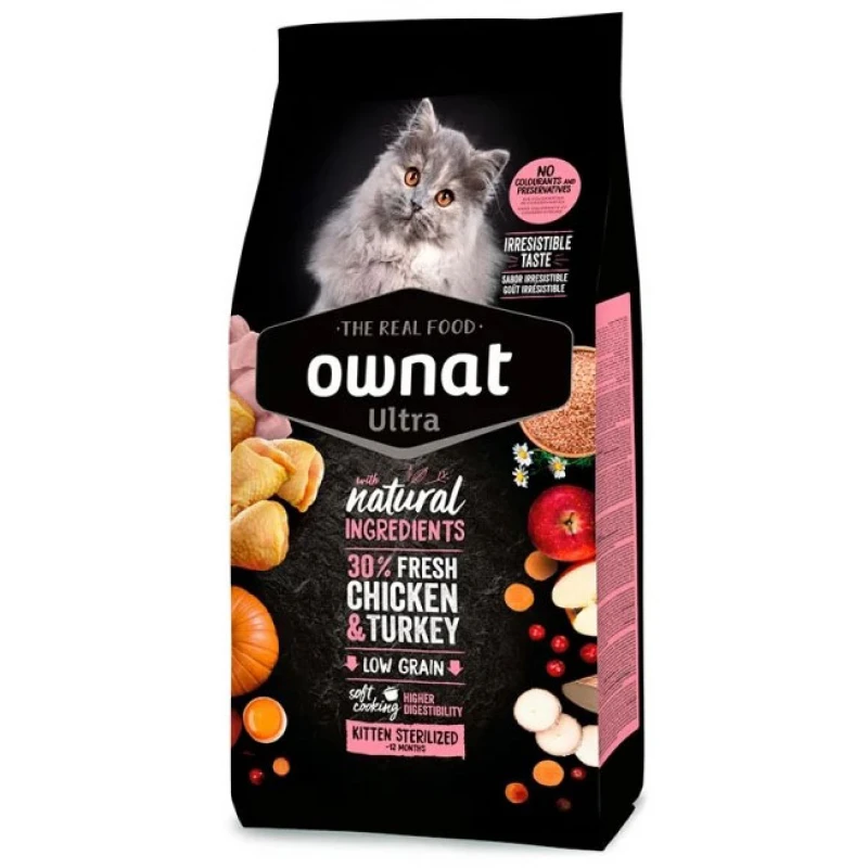 Ownat Ultra Kitten Sterilized με Κοτόπουλο & Γαλοπούλα 400gr Γάτες