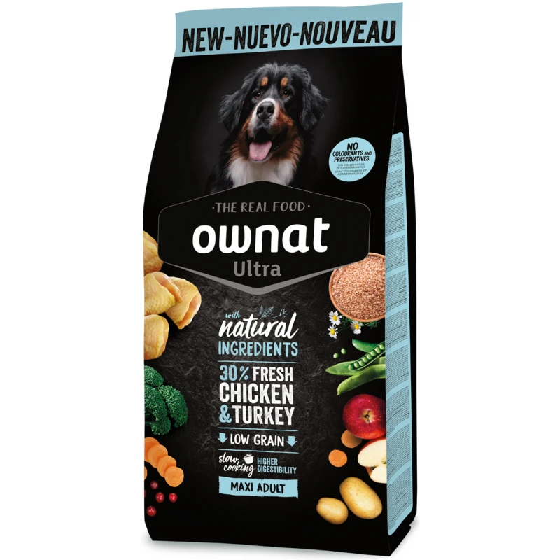 Ownat Ultra Low Grain Maxi Adult Κοτόπουλο & Γαλοπούλα 12kg Σκύλοι