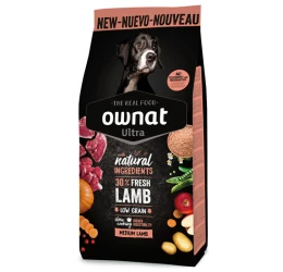 Ownat Ultra Low Grain Medium Adult Αρνί και Ρύζι 12kg + Δώρο Θερμός