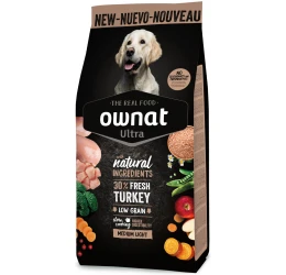 Ownat Ultra Low Grain Medium Adult Light Γαλοπούλα 3kg