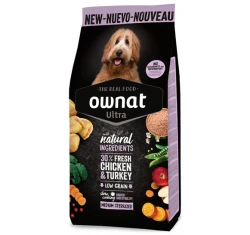 Ownat Ultra Low Grain Medium Adult Sterilized Κοτόπουλο & Γαλοπούλα 12kg + Δώρο Θερμός