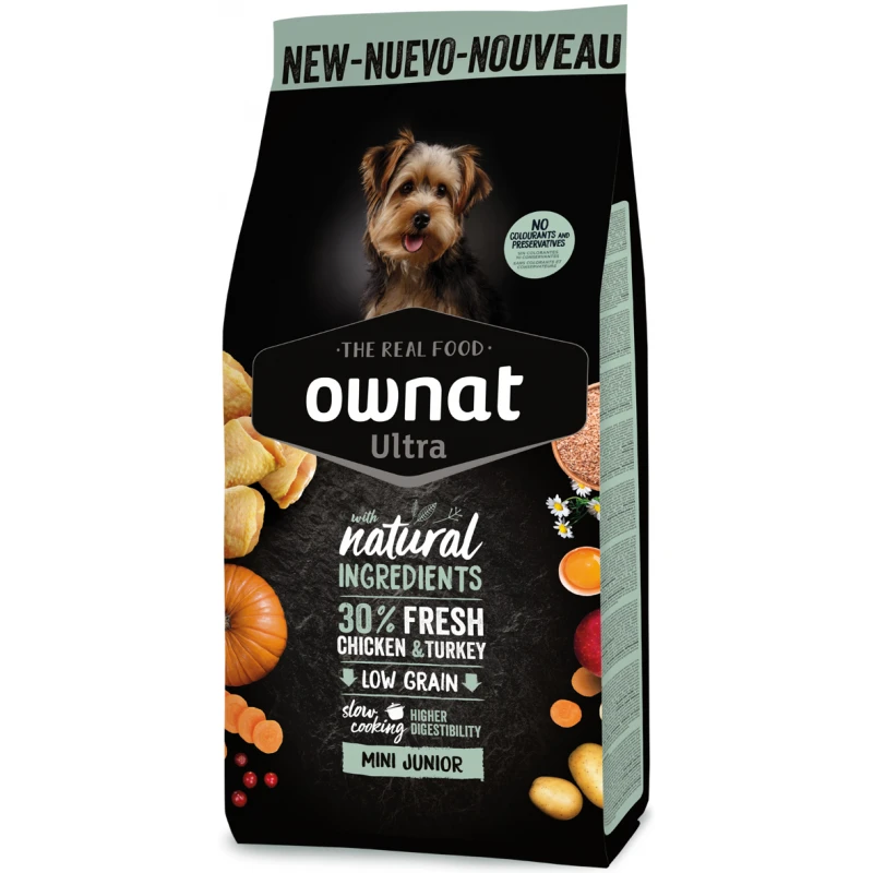 Ownat Ultra Low Grain Mini Junior Κοτόπουλο & Γαλοπούλα 3kg Σκύλοι