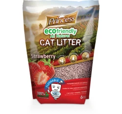 Άμμος - Πέλλετ  Για Γάτες  Princess Eco Strawberry 6lt (Βιοδιασπώμενο) 