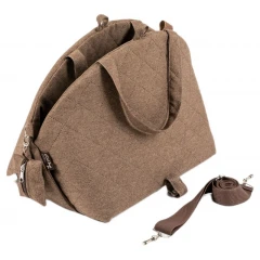 Τσάντα Μεταφοράς Σκύλου PQP Premium Καπιτονέ 45x30x35cm Καφέ Ανοιχτό
