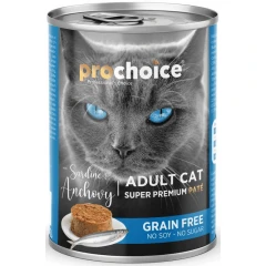Prochoice Adult Cat Sardine & Anchovy Pate Grain Free Υγρή Τροφή Γάτας με Σαρδέλα & Γαύρο 400gr