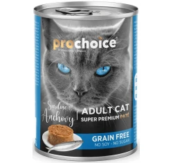 Prochoice Adult Cat Sardine & Anchovy Pate Grain Free Υγρή Τροφή Γάτας με Σαρδέλα & Γαύρο 400gr