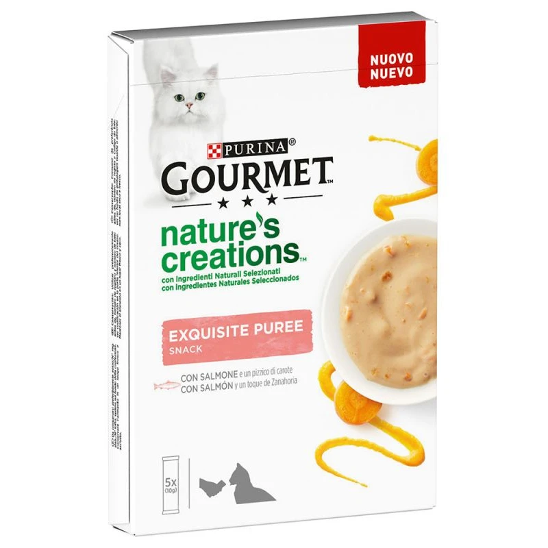 Λιχουδιές Γάτας Gourmet Nature's Creations Puree 5x10gr με Σολομό και Καρότα ΓΑΤΕΣ