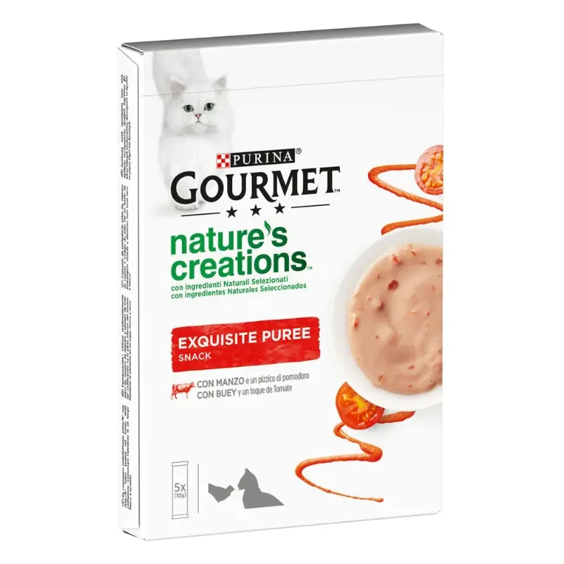 Λιχουδιές Γάτας Gourmet Nature's Creations Puree 5x10gr με Βοδινό και Τομάτα ΓΑΤΕΣ