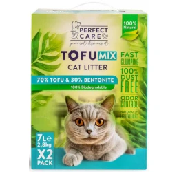 Άμμος Γάτας Perfect Care Cat Mix Tofu - Μπετονίτη 14lt (2 x 7lt)