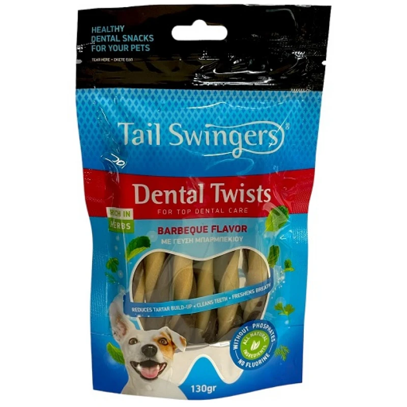Λιχουδιές Σκύλου Tailswingers Dental Milk Twisters για τα Δόντια με Γεύση Barbeque 130gr ΣΚΥΛΟΙ