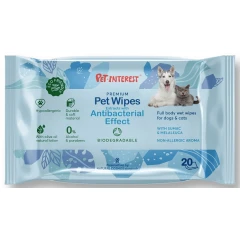 Βιοδιασπώμενα Μαντηλάκια Καθαρισμού Pet Interest Antibacterial Effect 20τμχ Βιοδιασπώμενα Μαντηλάκια Καθαρισμού Pet Interest Antibacterial Effect 20τμχ