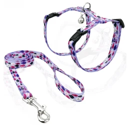 Σαμαράκι γάτας με λουρί Pet Interest Fish Flock Μωβ Medium