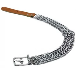 Κολάρο Σκύλου Δερμάτινο Με Τριπλή Αλυσίδα Pet Interest Large 2,5mmx70cm