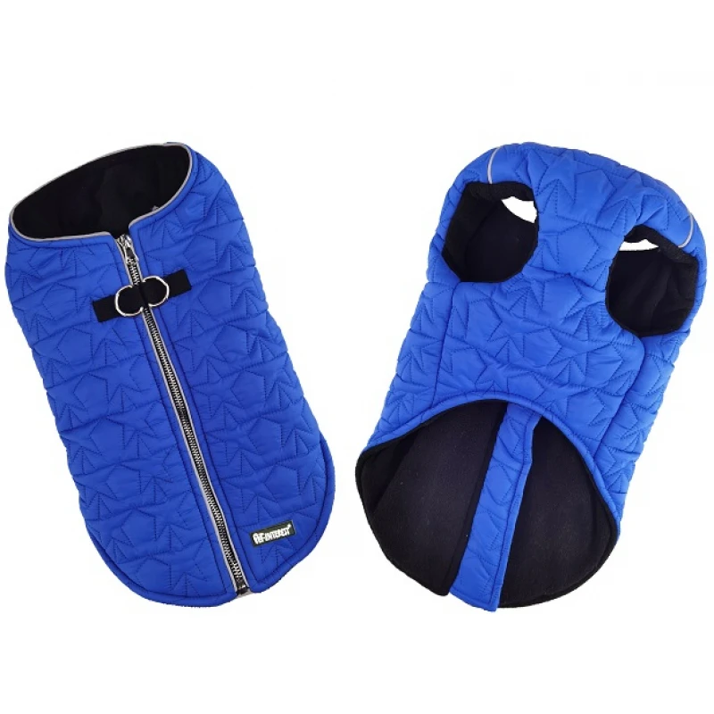 Μπουφανάκι Σκύλου Zipper Vest Stars με Fleece Large 39cm Μπλε ΣΚΥΛΟΙ