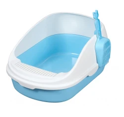 Ημίκλειστη Τουαλέτα Γάτας Cat Toilet Semi Closed With Grooves Blue 56x39x26cm Μπλε