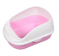 Ημίκλειστη Τουαλέτα Γάτας Cat Toilet Semi Closed With Grooves Pink 56x39x26cm Ροζ