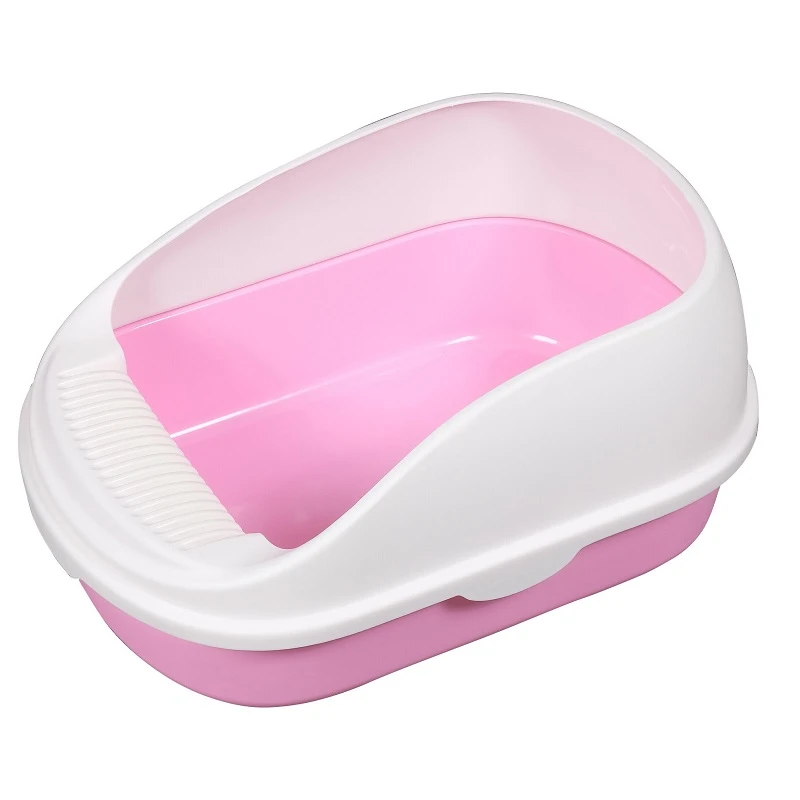 Ημίκλειστη Τουαλέτα Γάτας Cat Toilet Semi Closed With Grooves Pink 56x39x26cm Ροζ ΓΑΤΕΣ