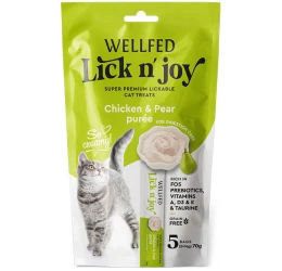 Λιχουδιές Γάτας Pet Interest Wellfed Lick N' Joy Chicken & Pear (5x14gr) 70gr με Κοτόπουλο & Αχλάδι