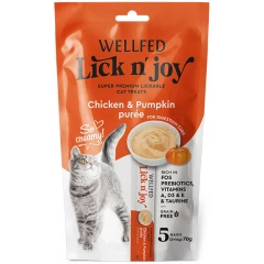 Λιχουδιές Γάτας Pet Interest Wellfed Lick N' Joy Chicken & Pumpkin (5x14gr) 70gr με Κοτόπουλο & Κολοκύθα